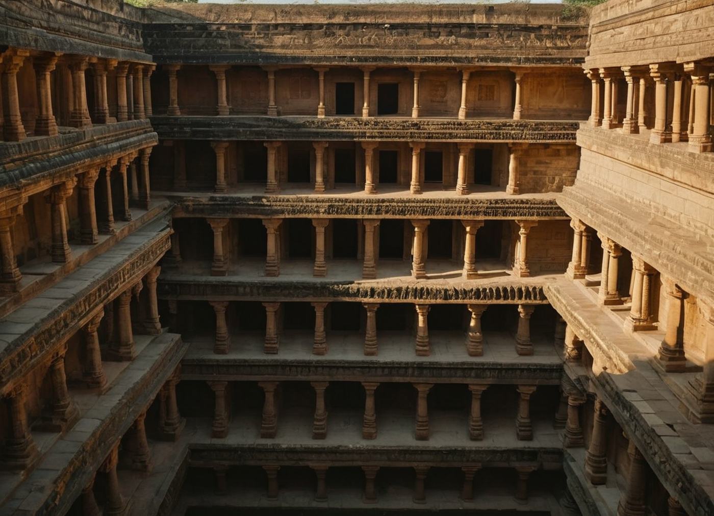 Carved stepwell architecture in Gujarat