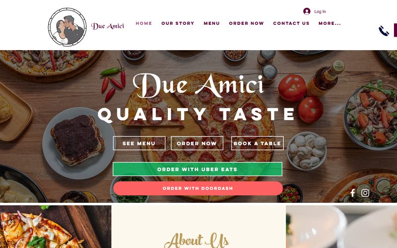 Due Amici restaurant homepage built by Mkista