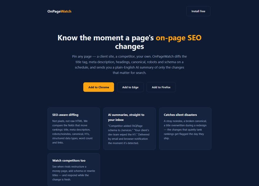 OnPageWatch SaaS website